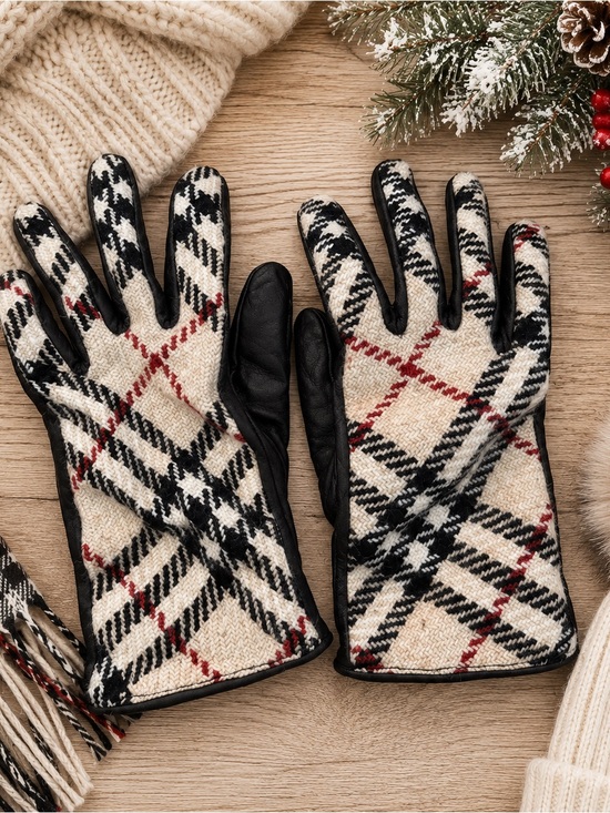 Burberry Accessories - Burberry Plaid wool leather palm of Gloves‎